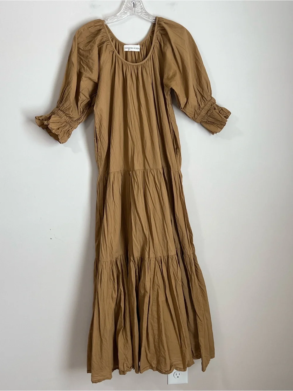 tan flowy dress Megan Tan Smocked Midi Dress main image 0